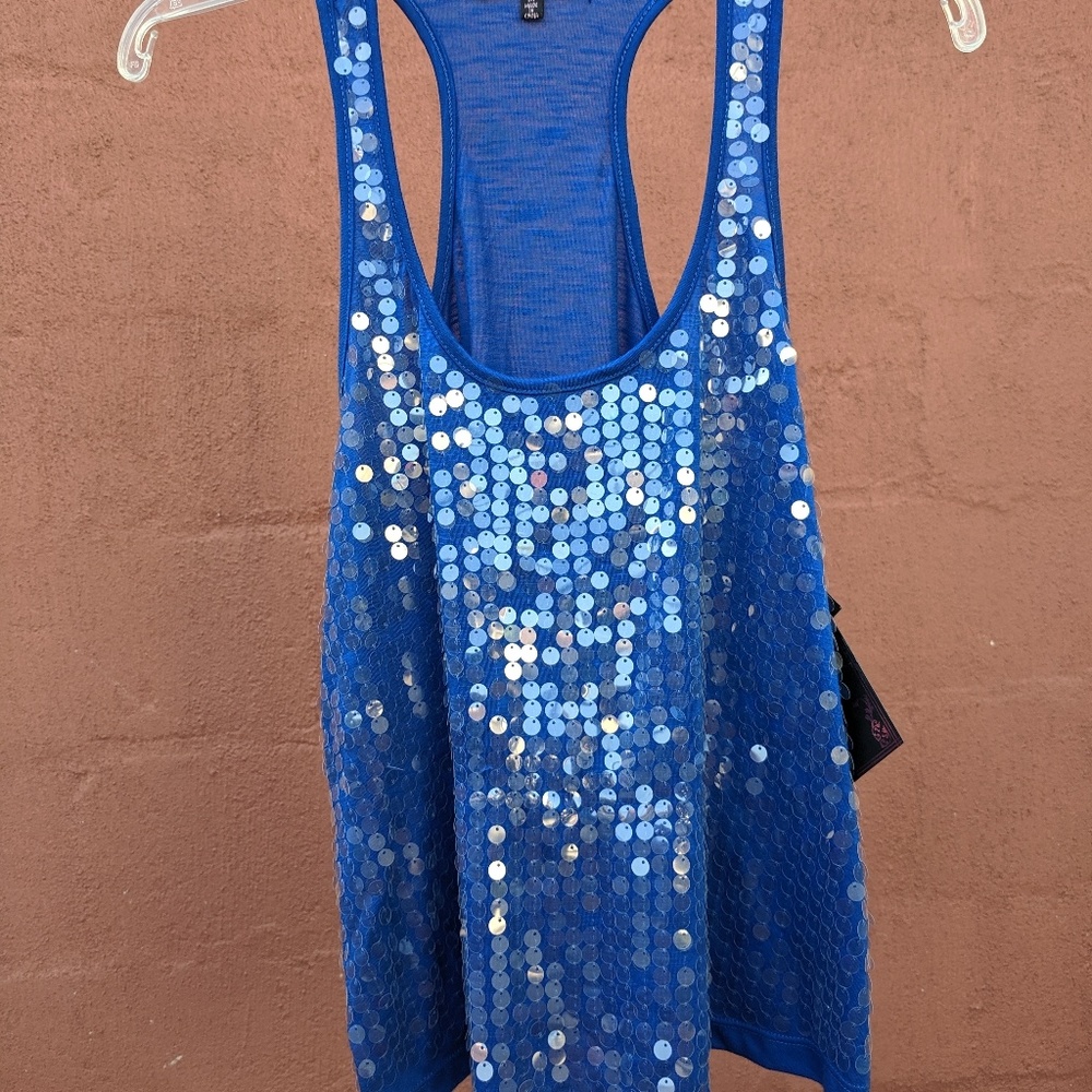 NWT blue sequin tank top